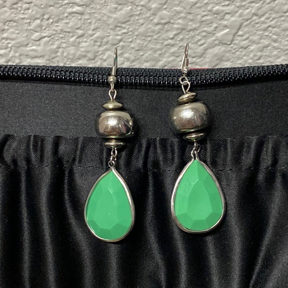 Beautiful green and silver earrings.